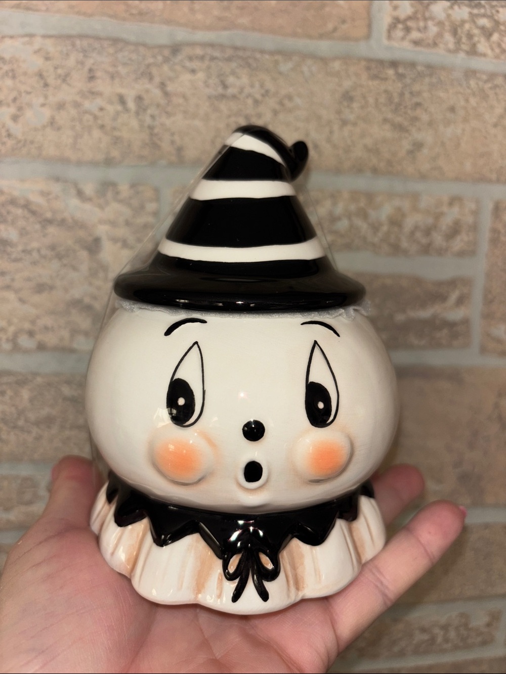 Viral Johanna Parker Ceramic sugar bowl Black & White Halloween ghost